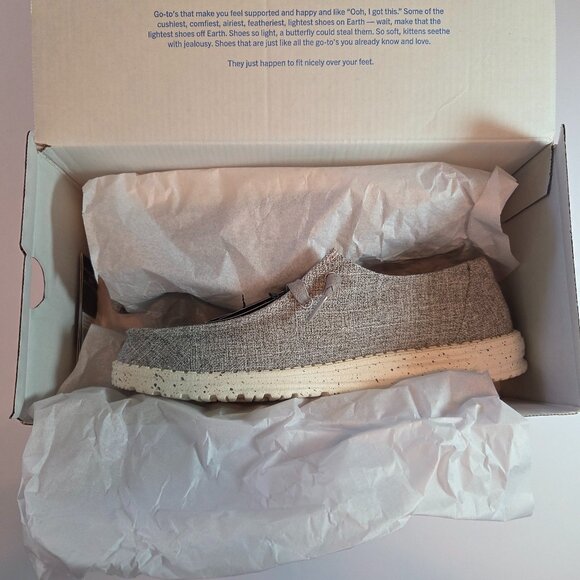 NWT -- Hey Dude Wendy Blend Linen Casual Shoes, Iron/Light Grey Blend, Size 8 - Picture 9 of 14